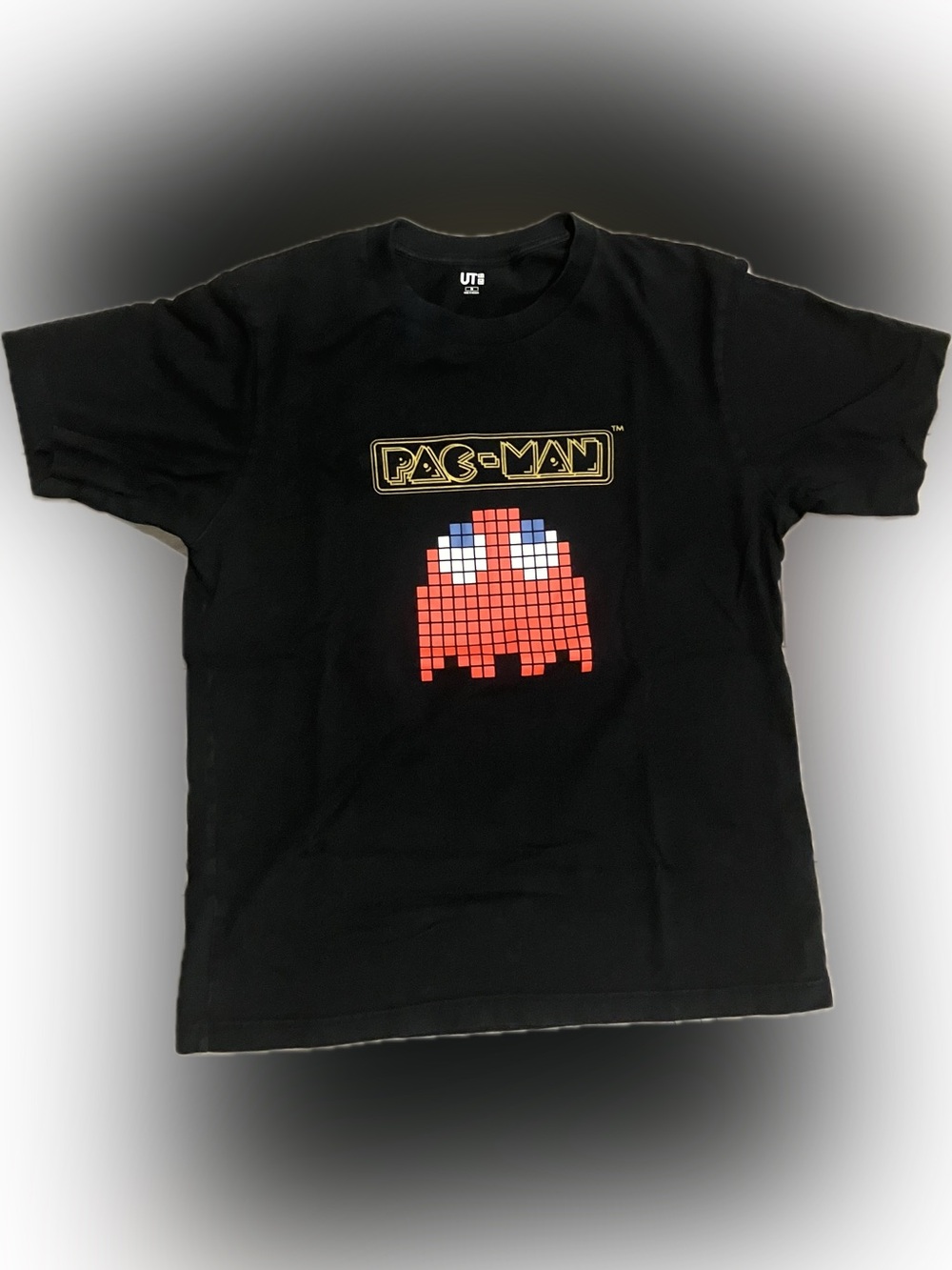 Uniqlo Black Pac-Man Tee with Red Pixel Ghost